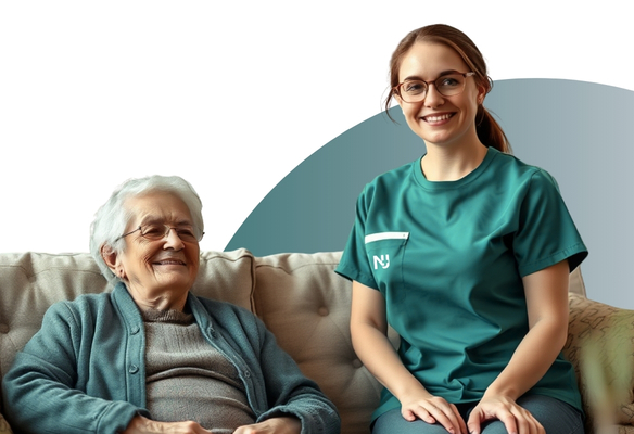 Care professional with patient